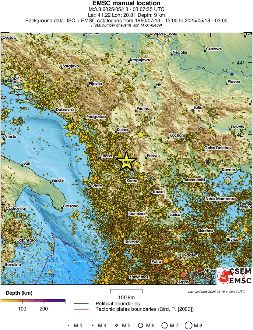 regional depth historical seismicity