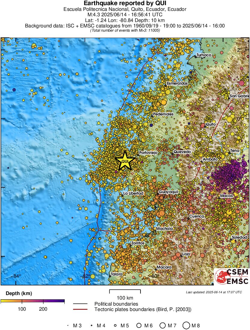 regional depth historical seismicity
