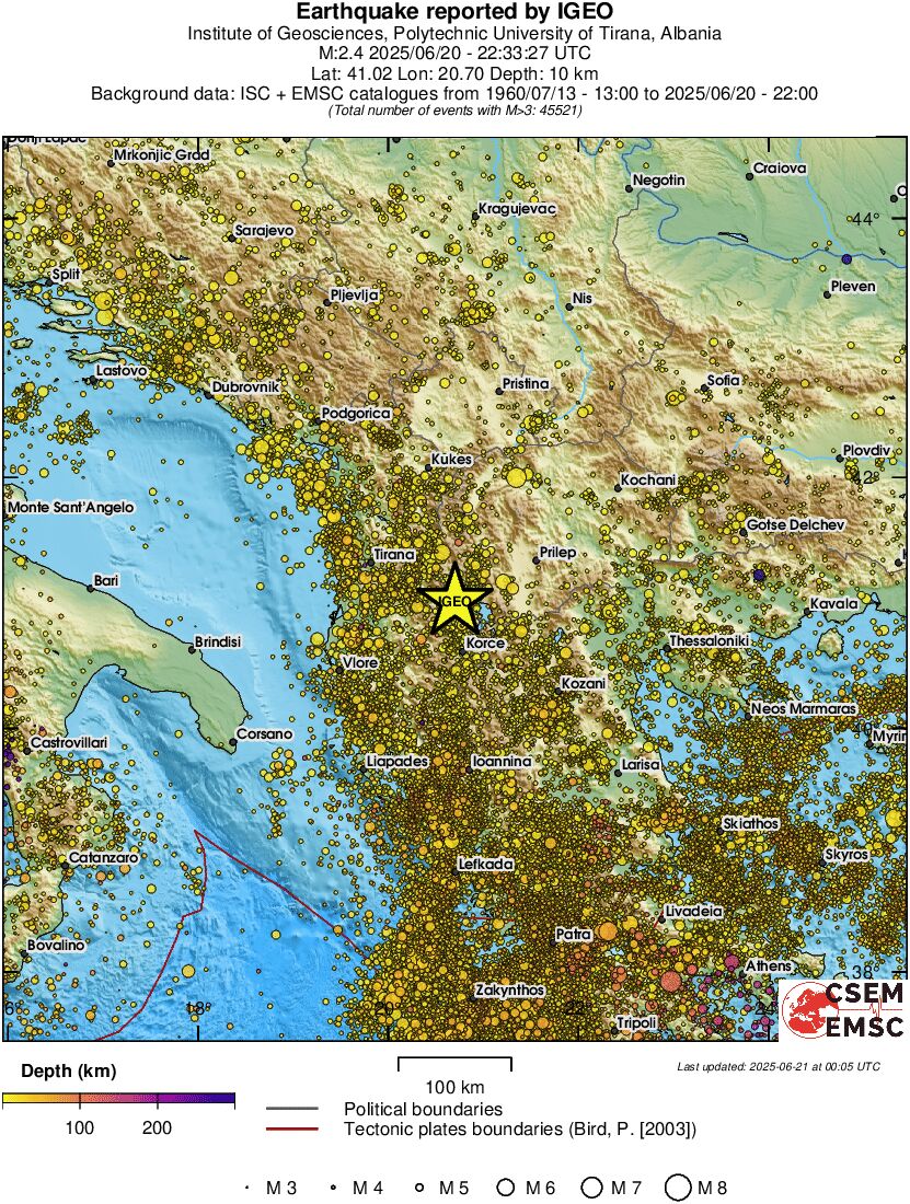 regional depth historical seismicity