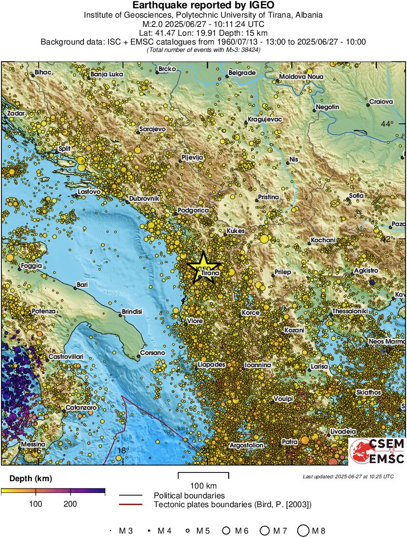regional depth historical seismicity