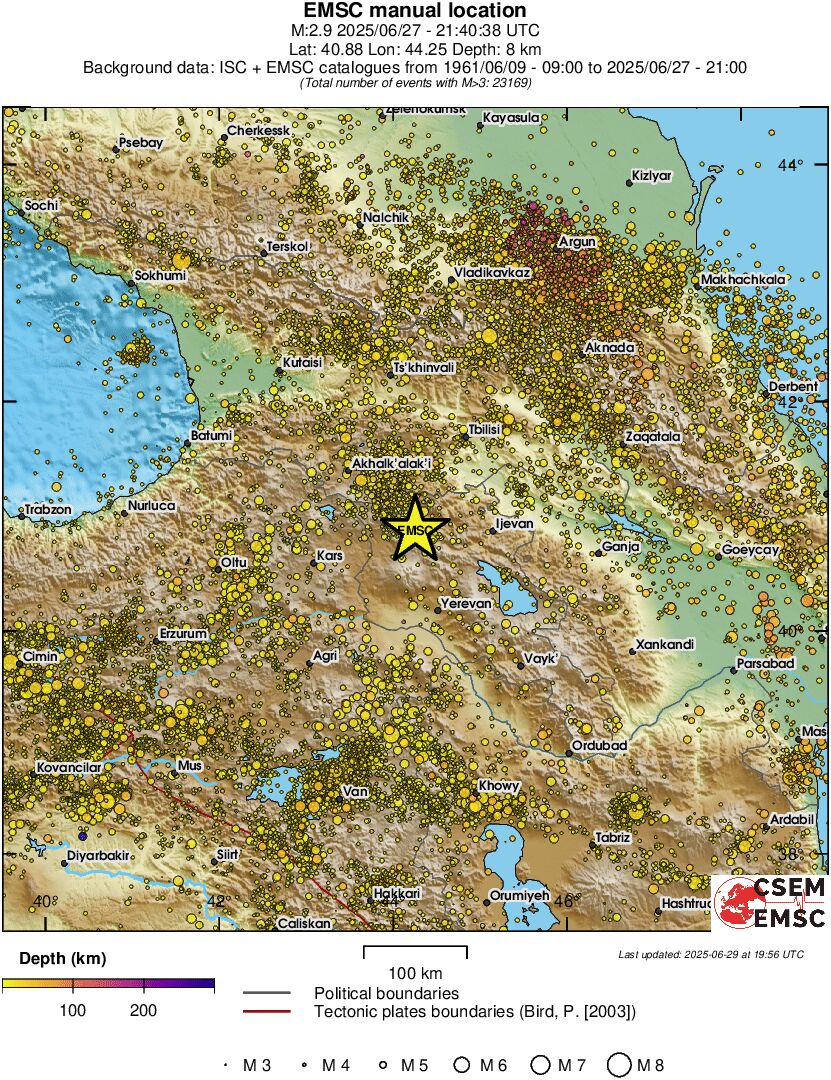 regional depth historical seismicity