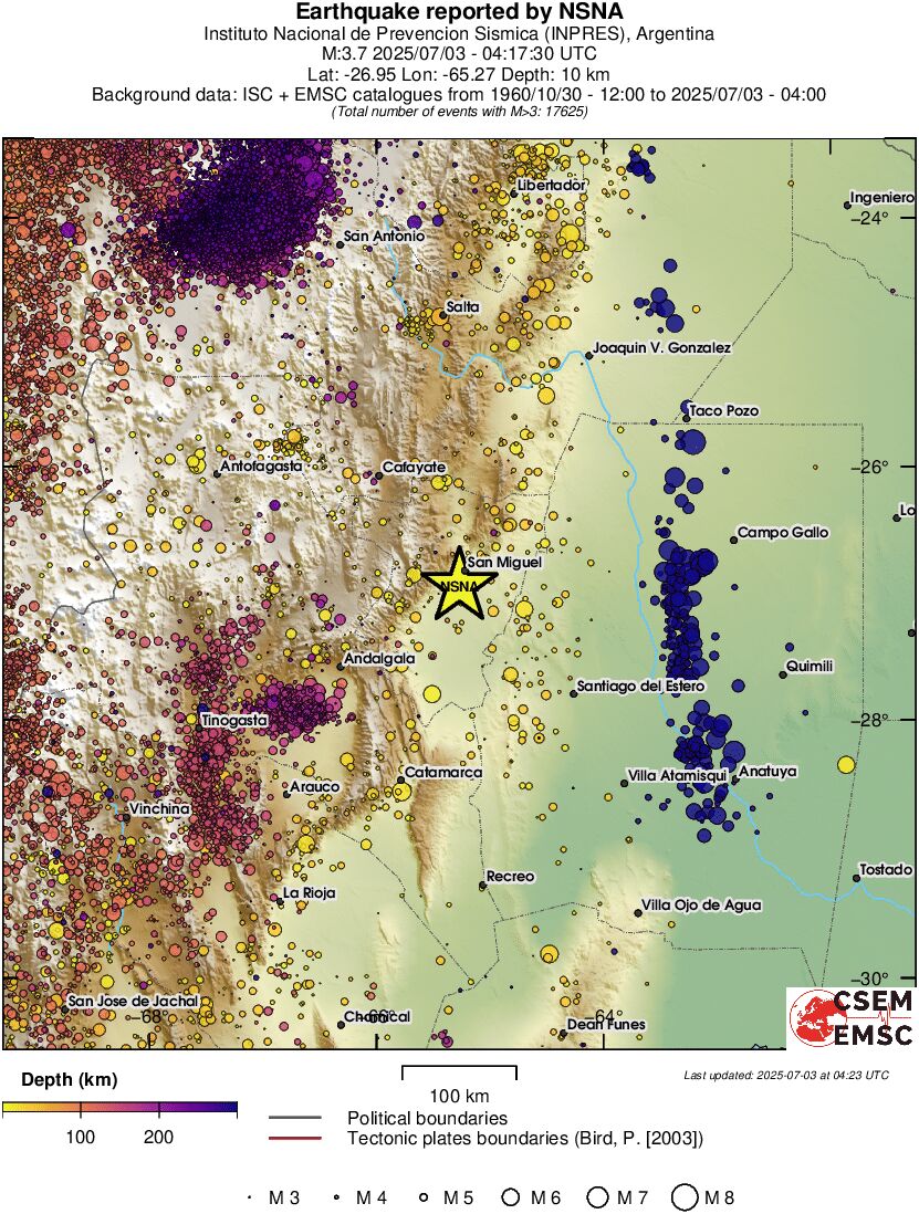 regional depth historical seismicity