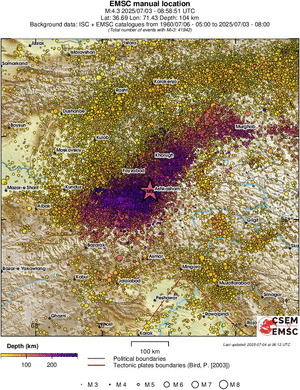 regional depth historical seismicity
