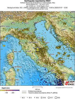 regional depth historical seismicity