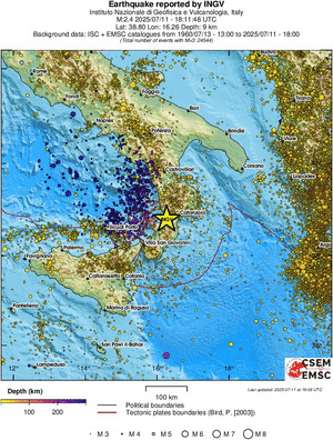 regional depth historical seismicity