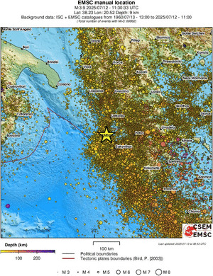 regional depth historical seismicity