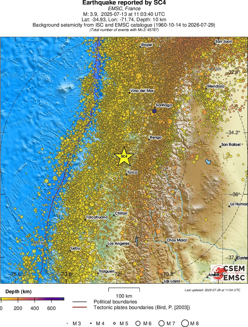 regional depth historical seismicity