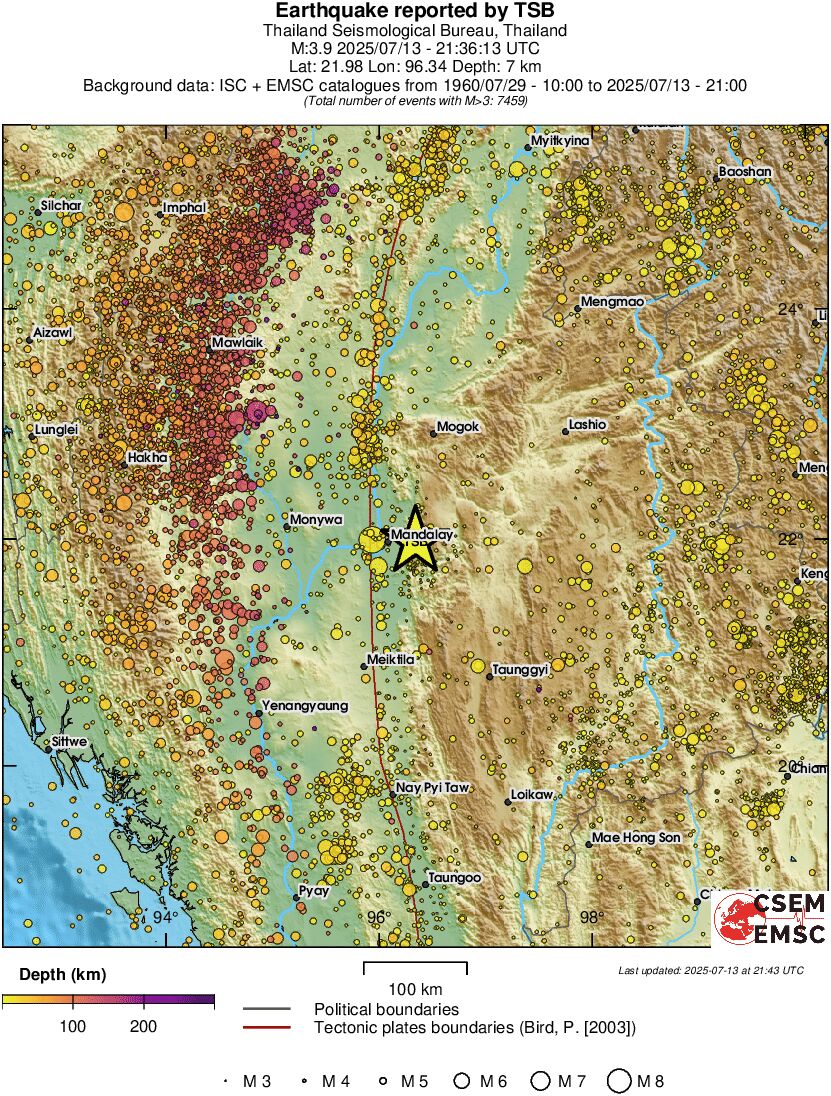 regional depth historical seismicity