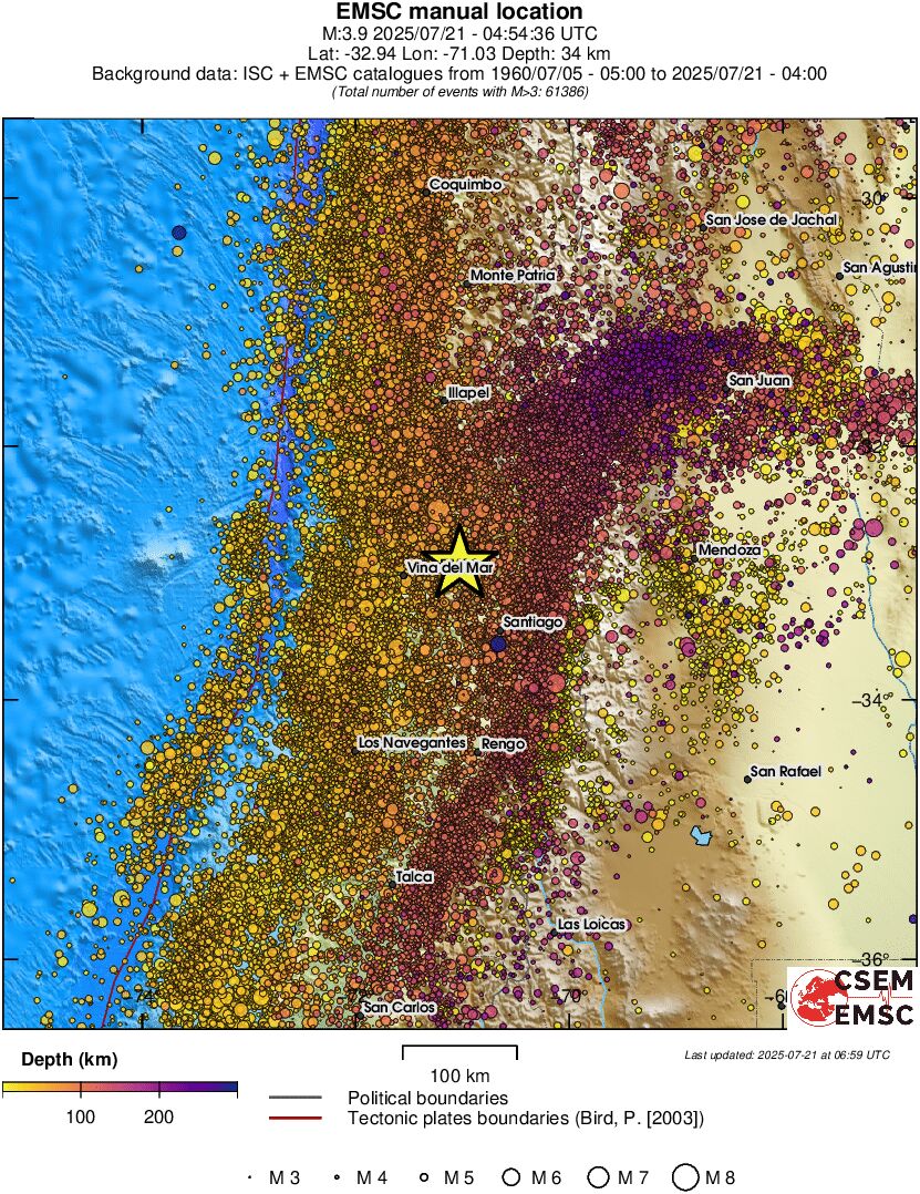regional depth historical seismicity