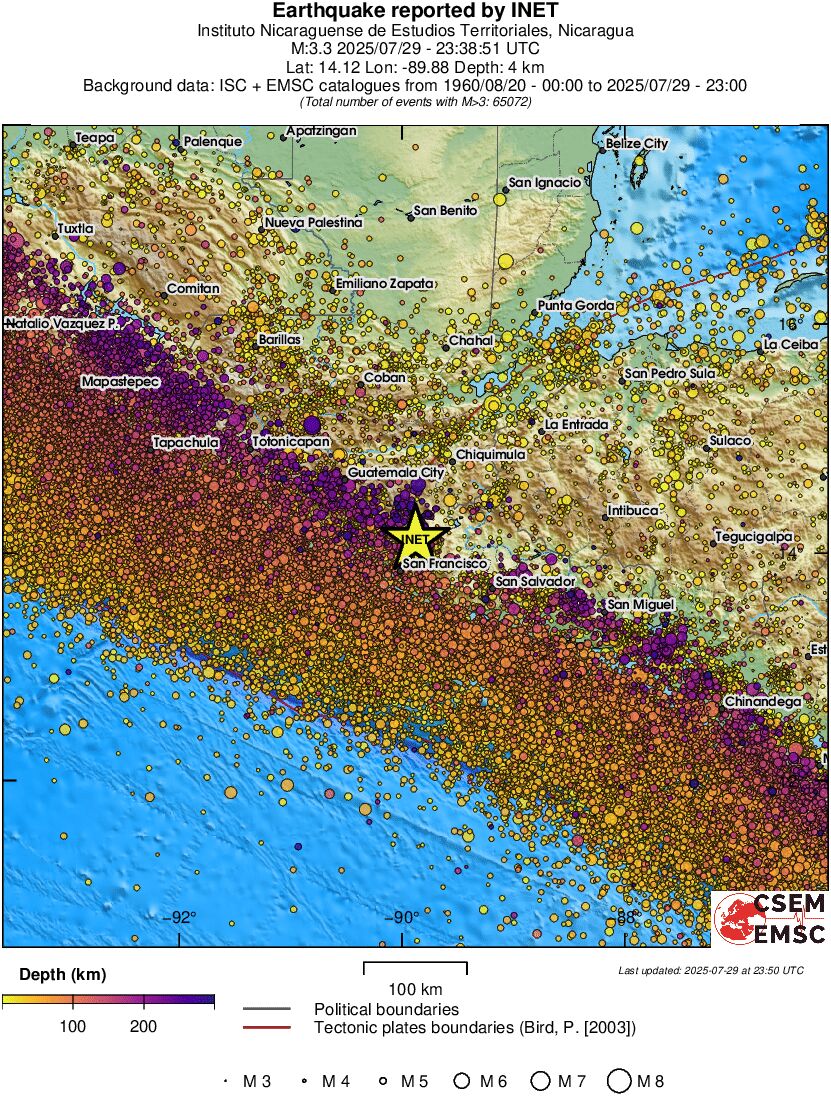 regional depth historical seismicity