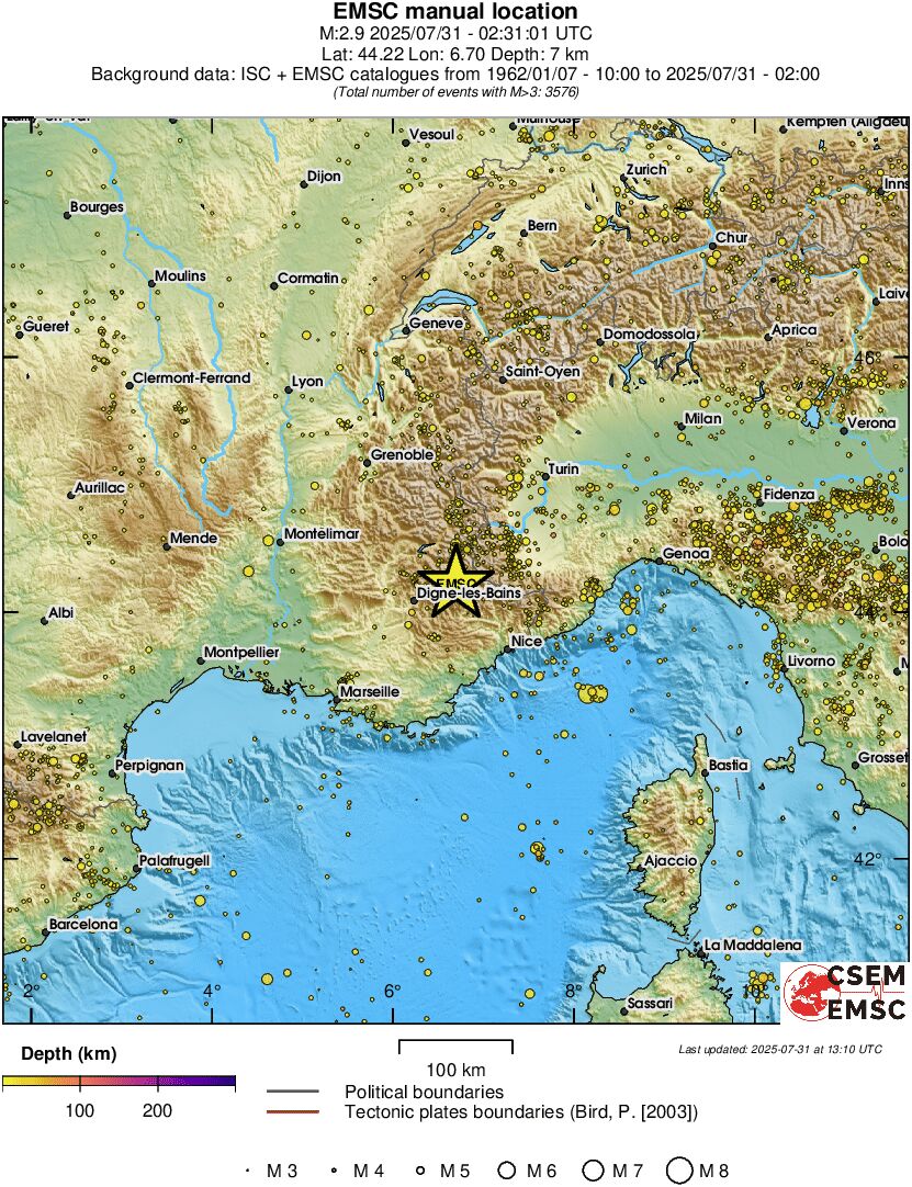 regional depth historical seismicity