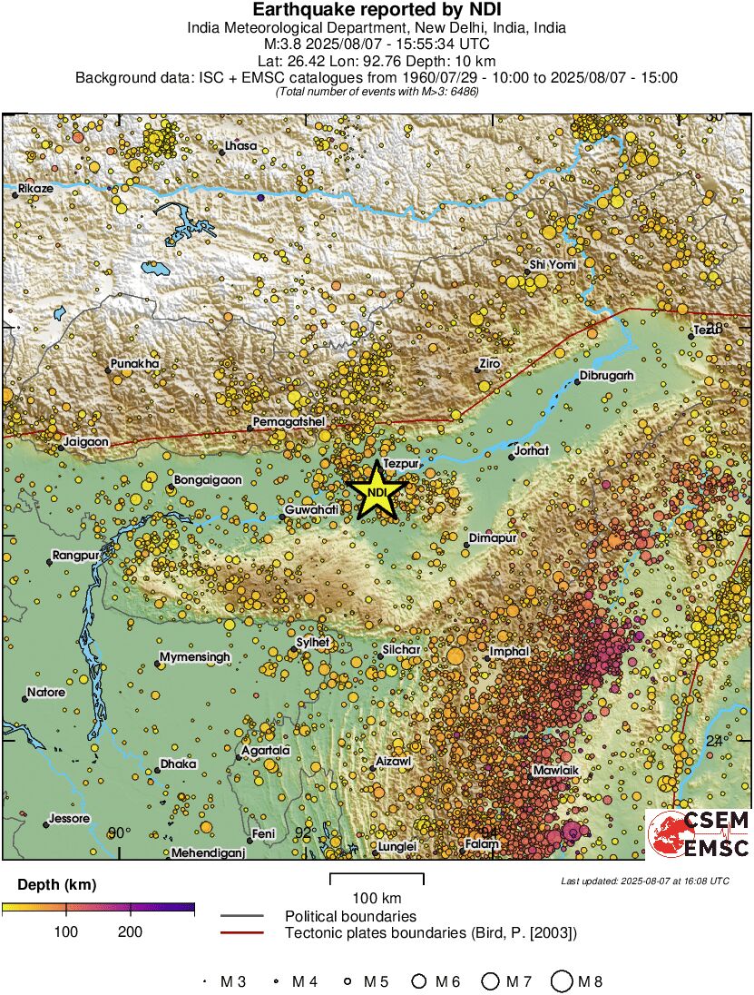 regional depth historical seismicity