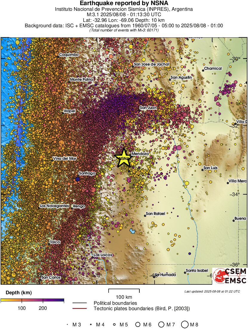 regional depth historical seismicity