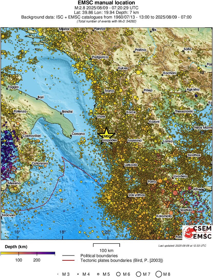 regional depth historical seismicity