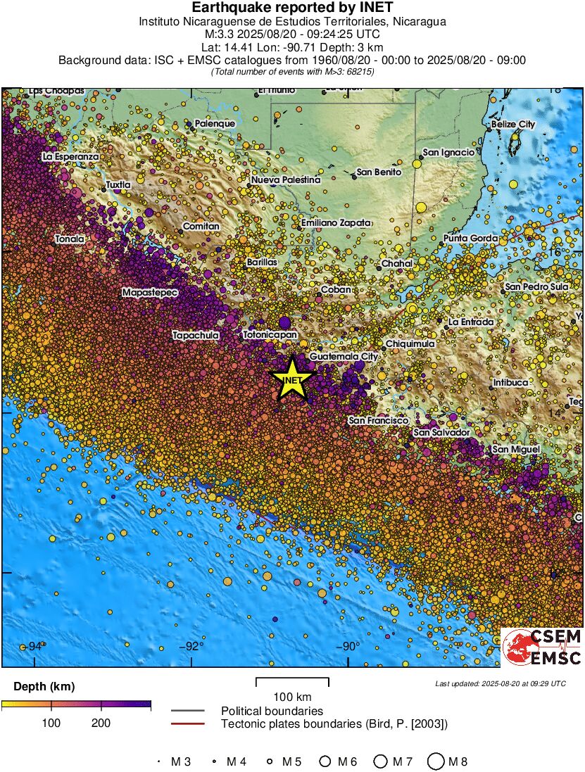 regional depth historical seismicity