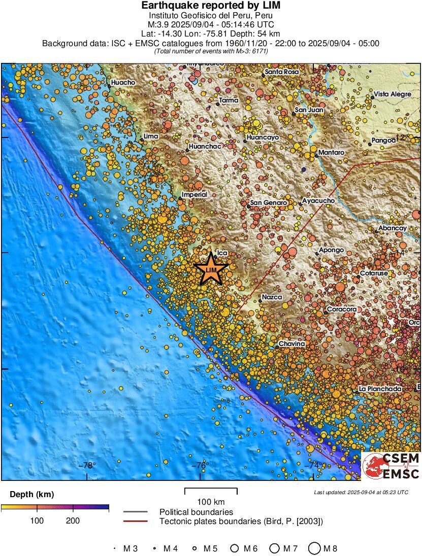 regional depth historical seismicity