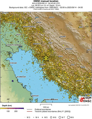 regional depth historical seismicity