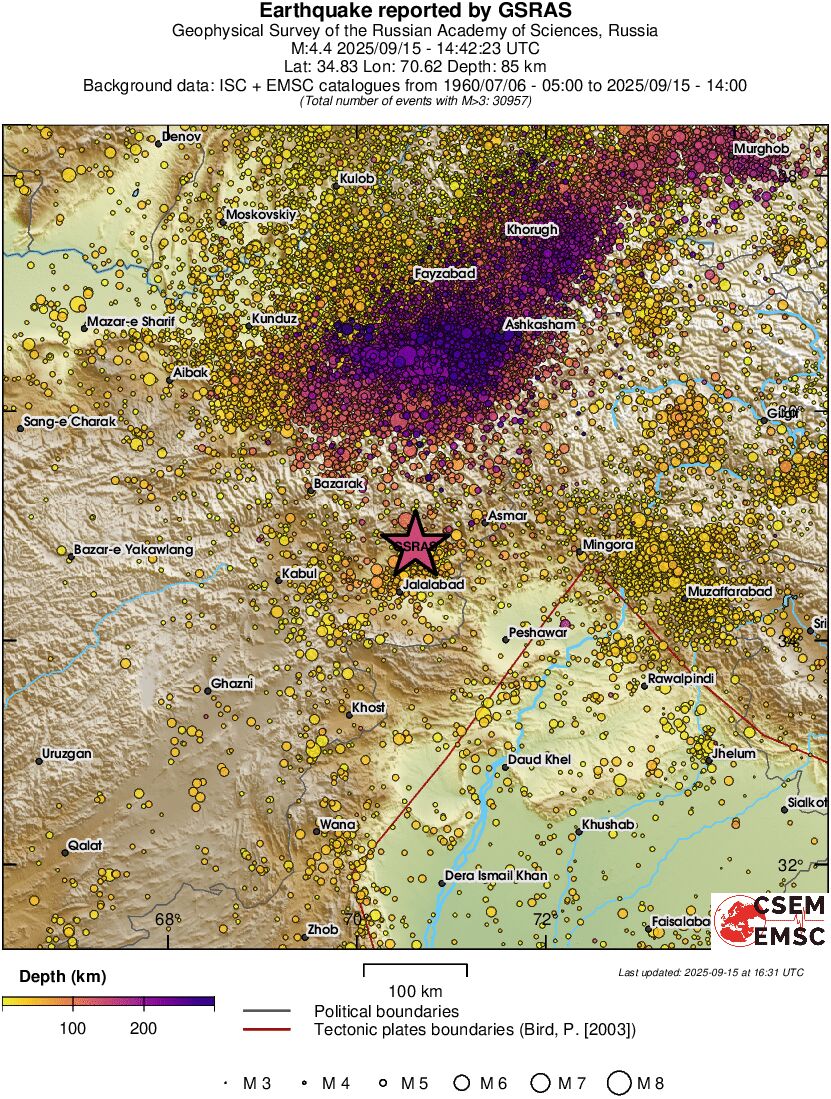 regional depth historical seismicity
