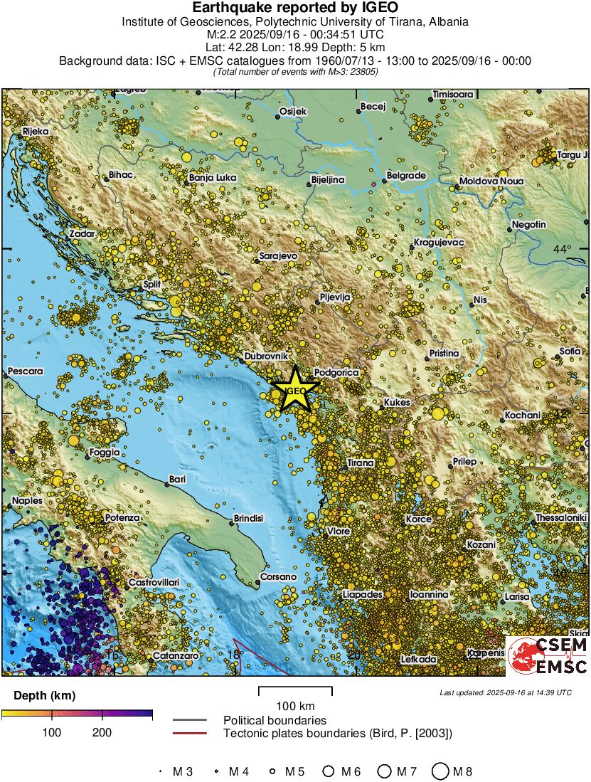 regional depth historical seismicity