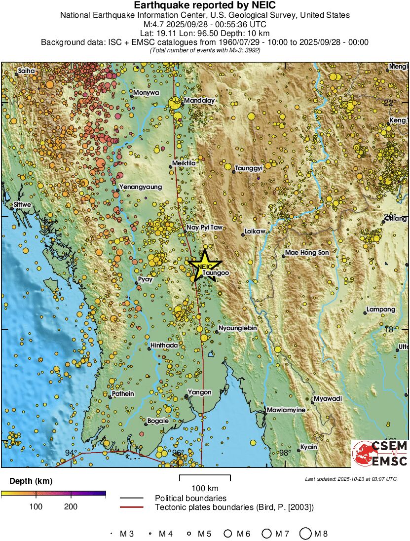 regional depth historical seismicity
