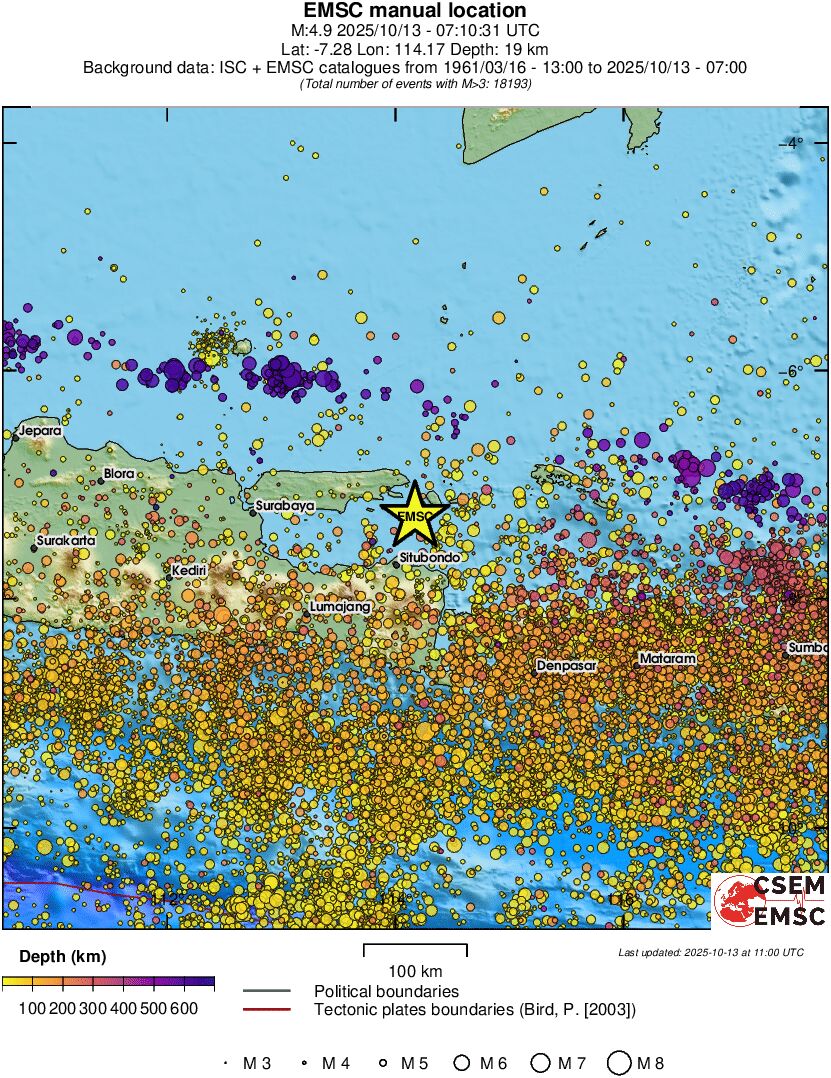 regional depth historical seismicity