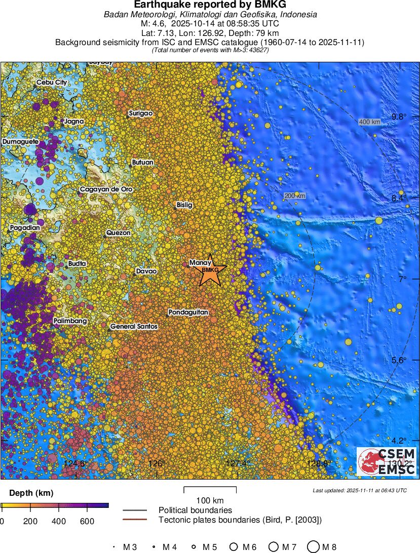 regional depth historical seismicity