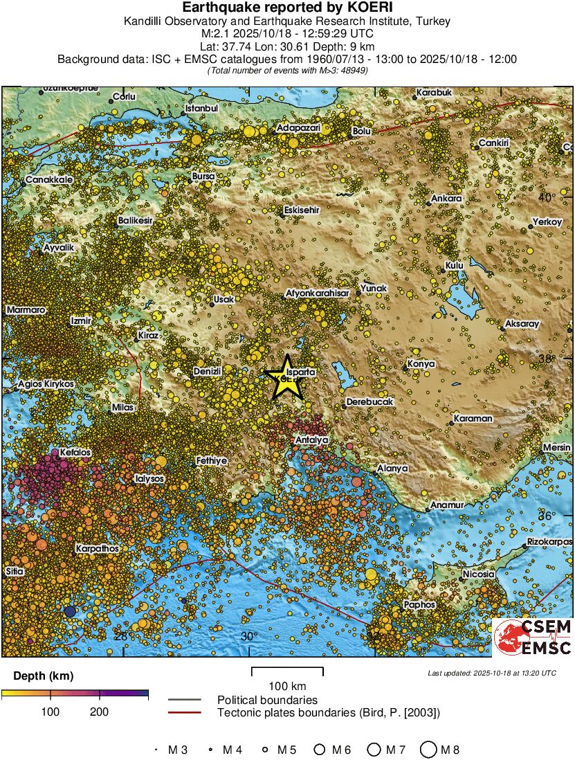 regional depth historical seismicity