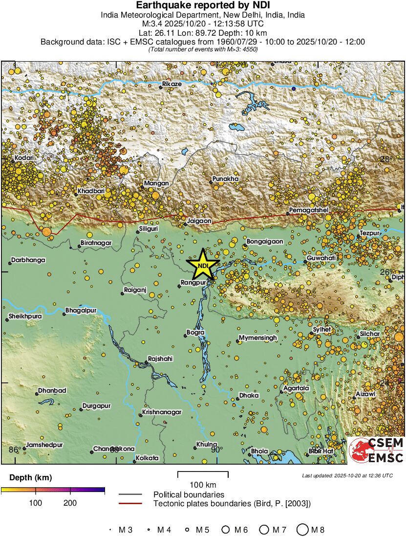 regional depth historical seismicity