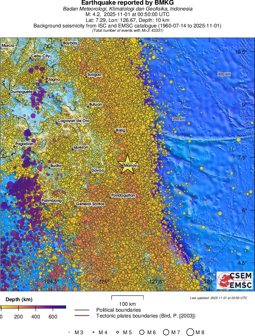 regional depth historical seismicity