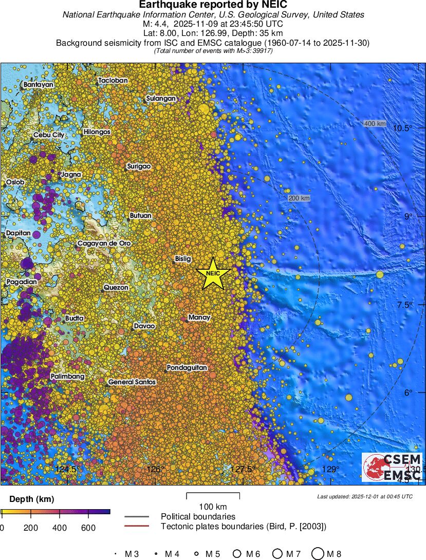 regional depth historical seismicity