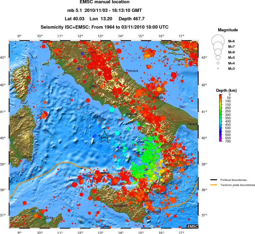 regional depth historical seismicity