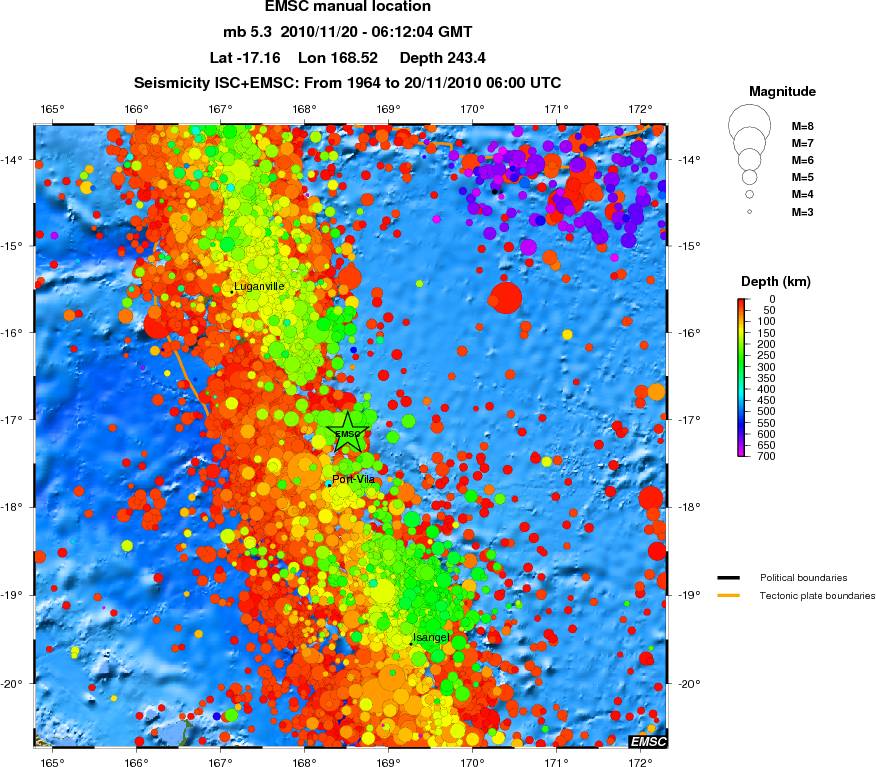 regional depth historical seismicity