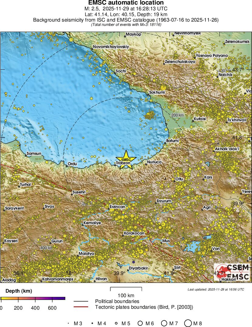 regional depth historical seismicity