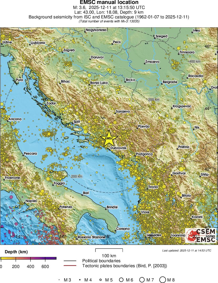 regional depth historical seismicity