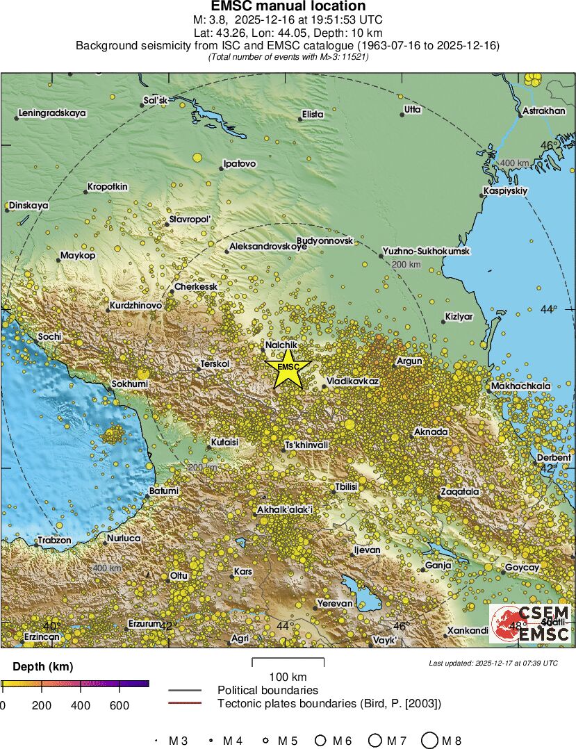 regional depth historical seismicity