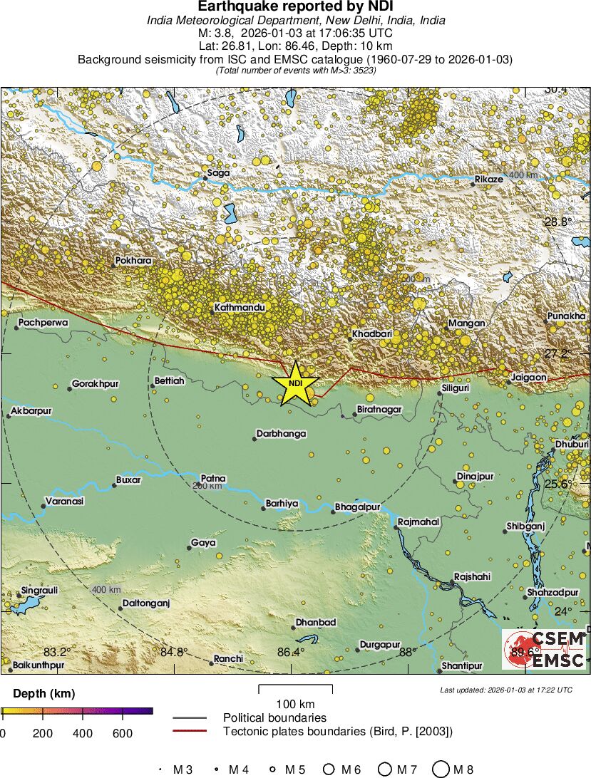 regional depth historical seismicity