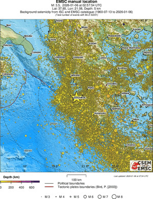 regional depth historical seismicity