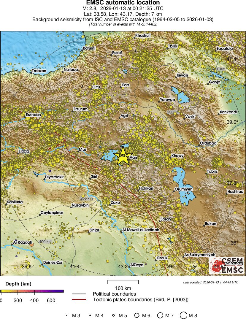 regional depth historical seismicity