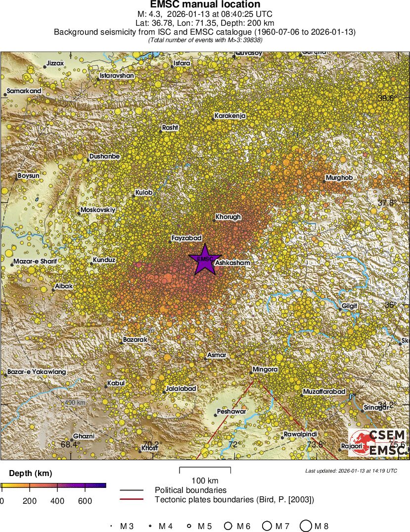 regional depth historical seismicity