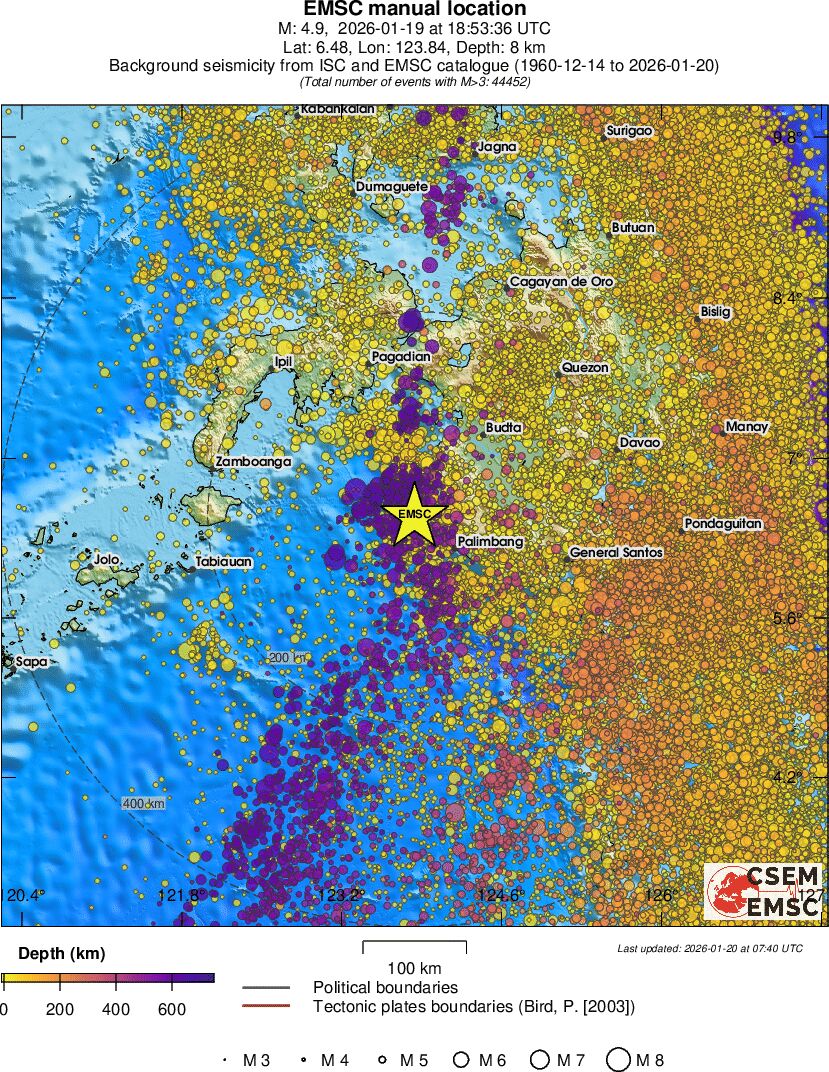 regional depth historical seismicity