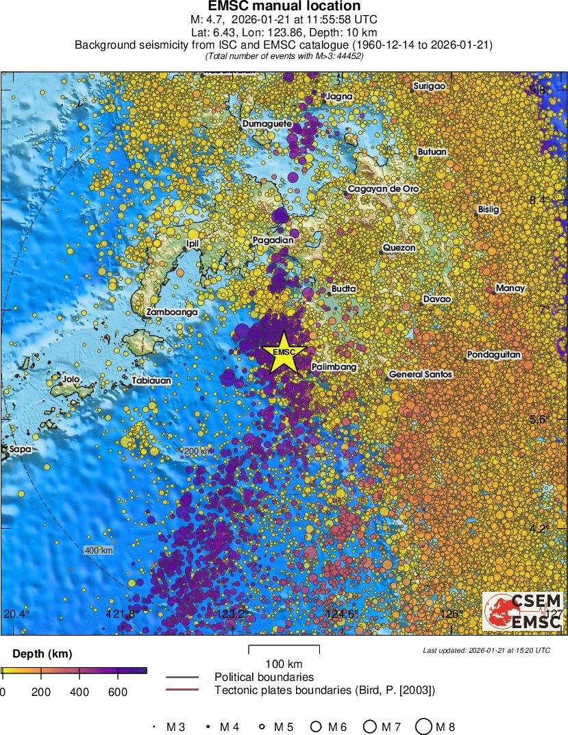 regional depth historical seismicity