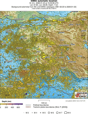 regional depth historical seismicity