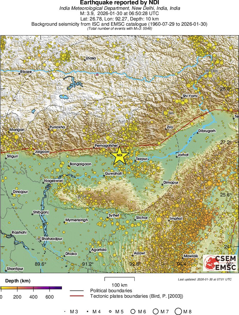 regional depth historical seismicity