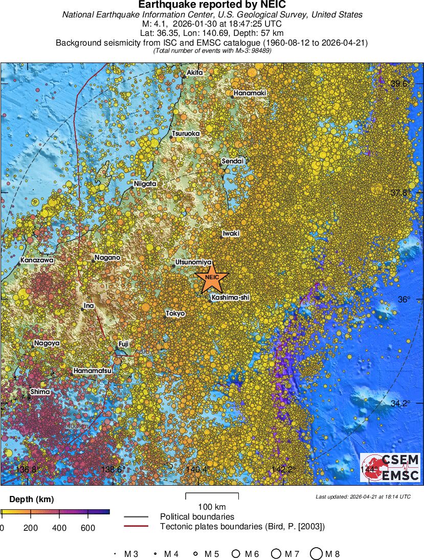 regional depth historical seismicity