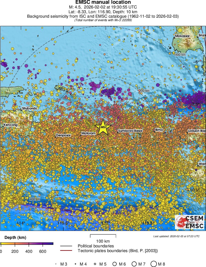 regional depth historical seismicity