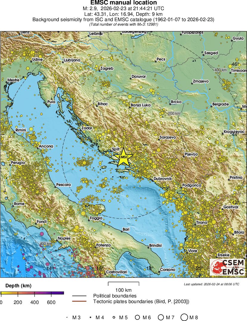 regional depth historical seismicity