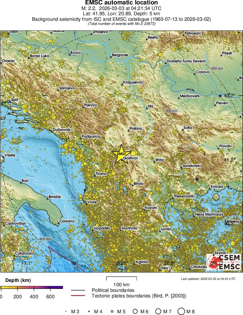 regional depth historical seismicity