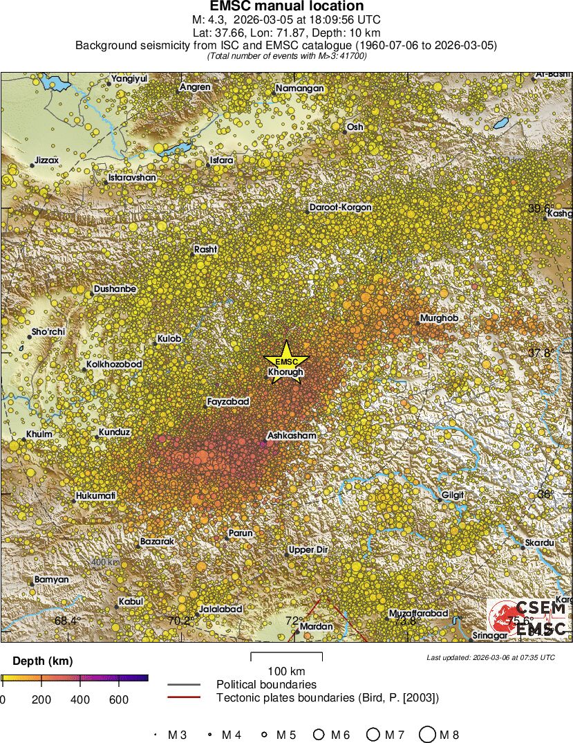 regional depth historical seismicity