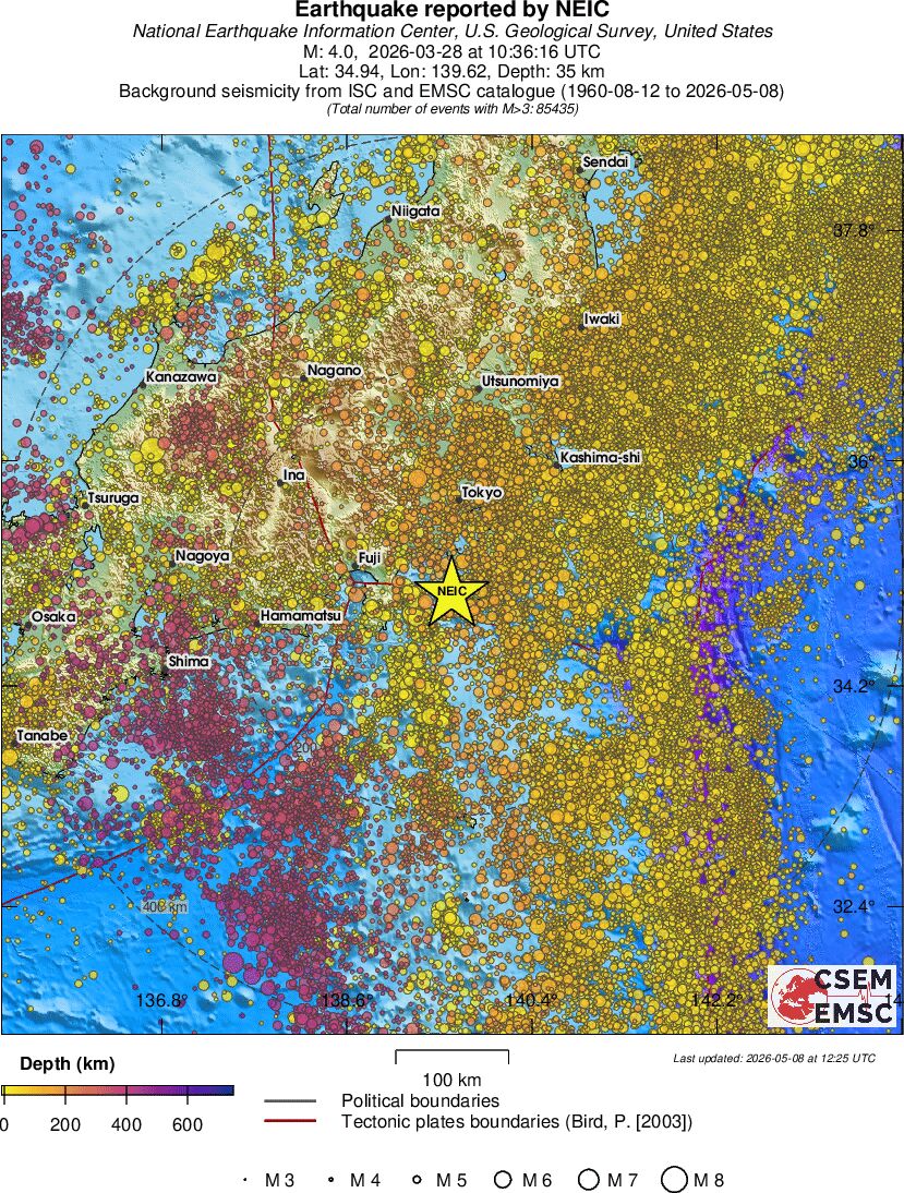 regional depth historical seismicity