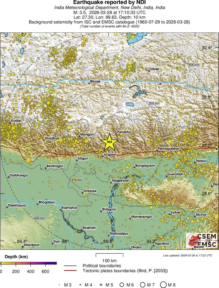 regional depth historical seismicity